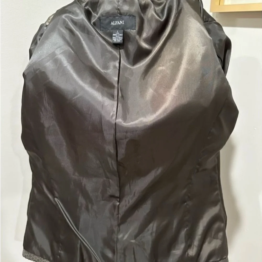 Alfani Brown Leather Jacket with Textured Finish - Picture 6 of 7